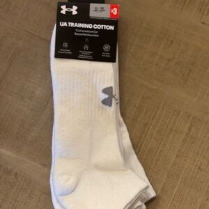 Under Armour Training Cotton White Socks 3 Pack Sz 12-16 NWT